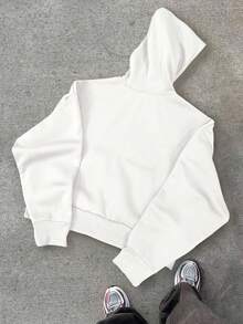 Manfinity Hypemode Plus Size Men's Casual Open Front Long Sleeve Sweatshirt - White - View 5