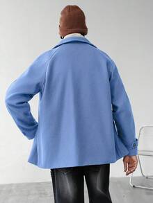 Manfinity Homme Men's Casual Solid Color Wool Blend Overcoat, Autumn/Winter - Baby Blue - View 2