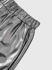 ROMWE MEN 男士简约银色休闲短裤 - 銀色 - 查看 5