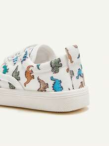 Cozy Pixies 1 Pair Toddler Boys' Cartoon Dinosaur White Fashionable Lace-Up Casual Lightweight Sneakers, Suitable For Daily Wear, Spring/Autumn - Multicolor - View 6