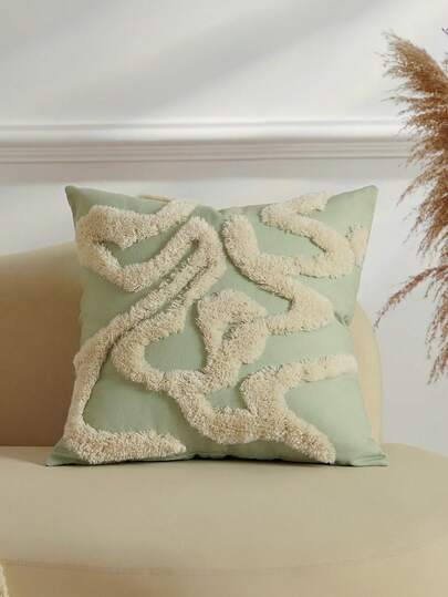 1件装抽象艺术天鹅绒抱枕套，浅绿色和浅红色背景创意纹理抱枕套，现代家居装饰沙发抱枕套