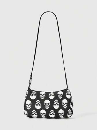 Grunge Punk 1 pieza Bolso de hombro con gráfico de eslogan, adecuado para estudiantes universitarios/compras/fiestas/ejercicio físico
