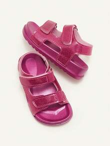 Cozy Pixies 1 Pair Summer Fashionable Versatile Cute Toddler Casual Soft Bottom Lightweight Double Strap Pink Princess Style Infant Flat Sandals - Red - View 7