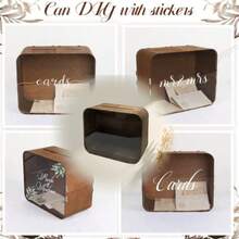 Caixa de Cartão de Casamento de Madeira Marrom/Branca para Recepção, Caixa de Presente Rústica para Casamento com Janela Acrílica, Caixa Grande para Cartões de Dinheiro de Envelope de Casamento para Festa, Formatura, Aniversário - caixa de cartão de casamento - Visão 8