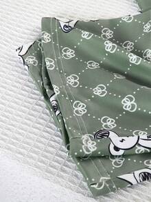 两件套青少年男童POLO领开襟睡衣套装，柔软针织面料，经典泰迪熊卡通图案，是送给孩子的绝佳礼物，适合春、夏、秋、冬四季穿着。 - 綠色 - 查看 10