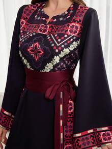 Al Najma 传统复古印花女士腰带，阿拉伯风格长裙 - 彩色 - 查看 3