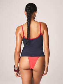 MISSGUIDED Slogan Print Tank Top Vest With Contrast Red Trim Navy Blue Latina Text Sleeveless Camisole Summer Casual - Royal Blue - View 5