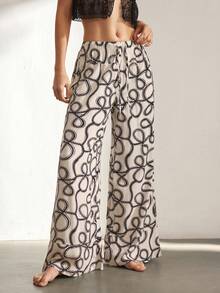 Ocili Women's Comfortable, Natural, Geometric Textured Pattern Loose Pajama Pants