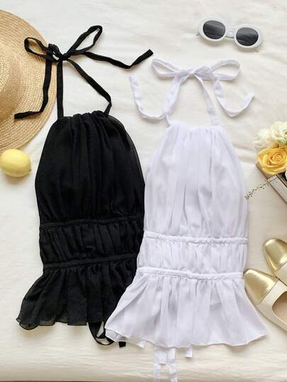 Comfortcana Damlinne i enfärgad halterhals, minimalistisk och trendig, lämplig för sommaren