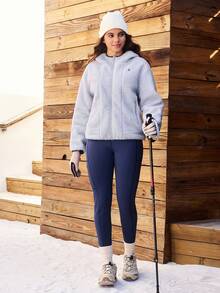 OutZeal 女士冬季保暖户外抓绒圣诞套装长袖露营徒步拉链外套带口袋 - 淺藍色 - 查看 9