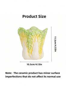 Joivida 1个瓷质卷心菜笔筒多功能化妆刷收纳架财富象征家居办公桌装饰圣诞节礼物创意田园风必备单品 - 彩色 - 查看 3