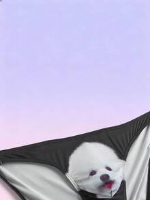 FeverCity Men's Puppy Print Elastic Waist Sexy Briefs - Black - View 5