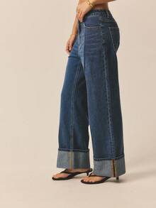 Aralina Quần Jeans Denim Hở Lưng Mùa Đông / Mùa Hè - Rửa trung bình - Xem 4