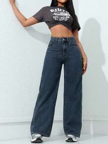 Jeanoix Jeans amples et larges décontractés, polyvalents et simples pour le quotidien et les déplacements, tailles grandes - Jean brut - Voir 4