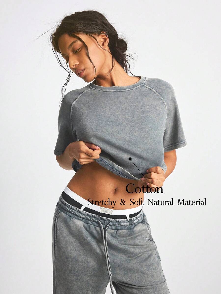 Ocili 女士休闲水洗复古波西米亚宽松秋冬纯棉套头中袖睡衣上衣，时尚秋季家居服 - 黑色 - 查看 1