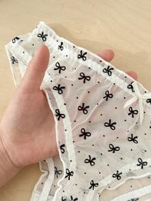 PetitDoll 2条/包 浪漫可爱女士低腰内裤 - 黑與白 - 查看 5
