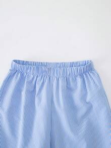 2pcs/Set Teen GirlCasual Camisole Top And Wide Leg Pants Set, Woven Fabric, Elastic Waist, Summer - Blue - View 8