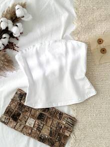 Tseoso Áo ống đen bó sát nữ 95% cotton, thích hợp mặc mọi mùa, dễ thương, thích hợp mặc mùa hè và mùa thu, cổ điển, áo mùa hè dễ thương, mềm mại, mặc nhà, trở lại trường, quần áo nữ mùa thu, đa năng, đồng quê, thể thao, câu lạc bộ, đầu thu - trắng - Xem 6