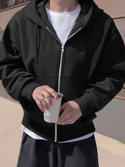 Claim Dot Plus Size Men's Casual Zip-Up Jacket, Long Sleeve Sportswear Outerwear