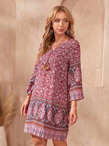 EMERY ROSE Floral Print V Neck Dress - Multicolor - View 6