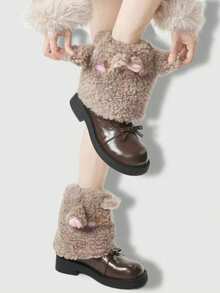 ROMWE Kawaii Women Leg Warmers - Brown - View 2