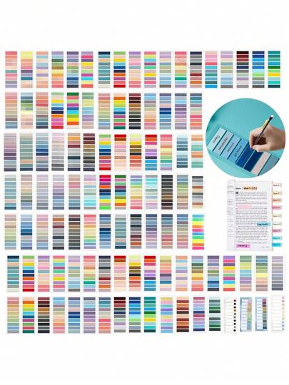 800/1200/1600/2000/2400/3600 etiquetas adhesivas, marcadores de página, marcadores de libro translúcidos de colores, escriturables y retráctiles, etiquetas de índice para estética, notas adhesivas, de vuelta a la escuela
