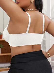 SHEIN 1pc Plus Size Front Closure Lace Underwire Bra - White - View 2