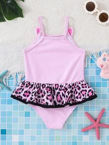 Emery Rose Kids Emery Rose Kids Đồ bơi liền thân màu hồng phấn in họa tiết da báo cho bé gái, váy đi biển mùa hè dễ thương, áo hai dây bikini cho bé gái, đồ bơi in họa tiết da báo cho bé gái, đồ bơi hình mèo, đồ bơi họa tiết báo đốm, đồ bơi liền thân màu hồng hình mèo con với họa tiết da báo xếp nếp cho mùa hè đi biển. - Màu Hồng baby - Xem 8