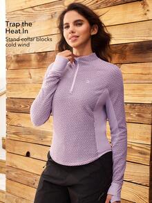 OutZeal Women Winter Thermal Outdoor Sweatshirt Hiking Camping Cozy Fleece Long Sleeve Drawstring Waist With Thumbhole - Dusty Purple - View 3