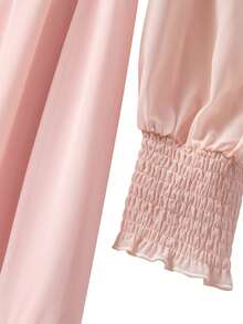 GlowEve CURVE Plus Size Elegant Commuter Solid Color Off-Shoulder Lantern Sleeve Dress - Pink - View 4