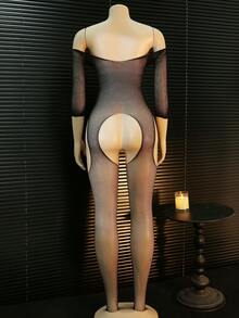 ChaseTheNight 1 chiếc áo liền thân gợi cảm hở vai dành cho nữ - màu đen - Xem 2