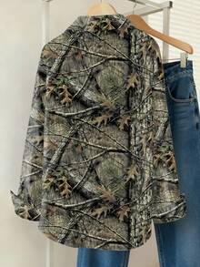 INAWLY Camicia con stampa a rami d'albero, moda autunnale per taglie comode - Multicolore - Visualizzare 2