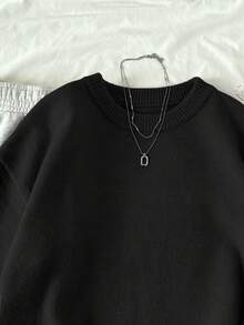 SHEIN Unity 女士休闲纯色落肩套头毛衣，秋冬