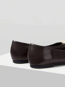 Mnmlis Scarpe da donna casual e versatili per pendolari, con decorazione in metallo - Caffè Marrone - Visualizzare 9