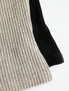 Sweetra 两件套女士休闲圆领针织背心套装，杏色和咖啡棕色，秋季 - 彩色 - 查看 5