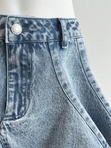Sweetra Women's Casual Denim Mini Skirt - Blue - View 4