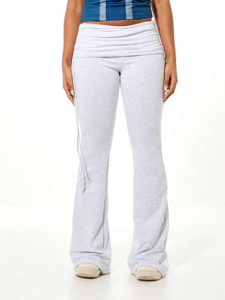 SUMWON WOMEN Foldover Waistband Casual Sweatpants With Wide Legs