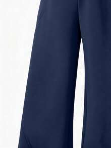 SHEIN 1 pieza Pantalón de pierna recta de unicolor para niña preadolescente, suave y cómodo, diseño simple fácil de combinar, adecuado para la escuela, actividades al aire libre y otoño/invierno - azul real - Ver 4