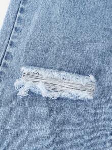 Tween GirlsCasual Basic Comfortable Elegant Fresh Wide Leg Loose Fit Pure White Jeans - Medium Wash - View 8