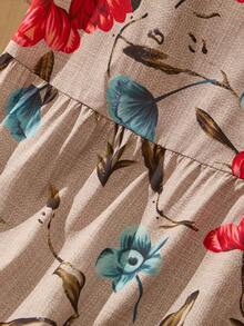 EMERY ROSE Women's Summer Long Dress With Short Sleeves And Large Floral Print.