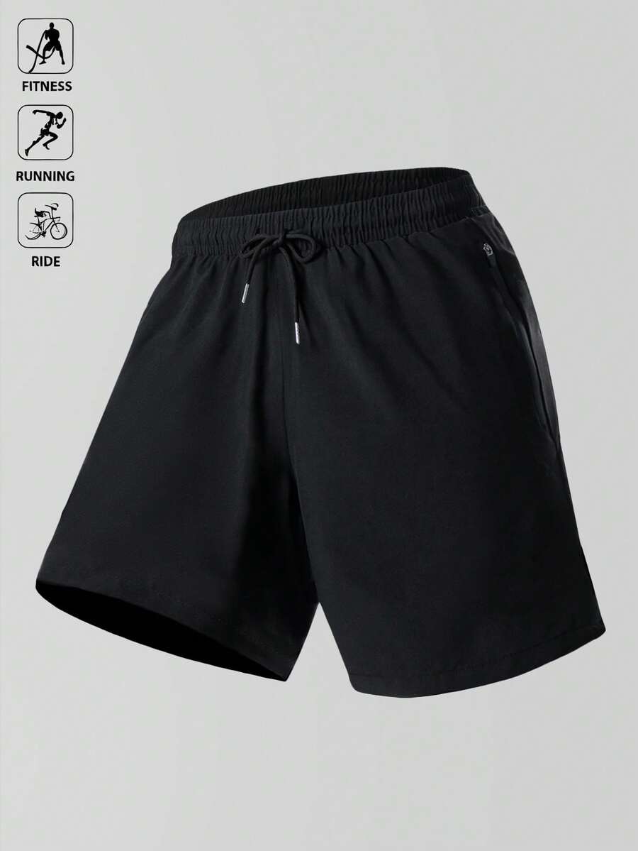 Acti Log Manfinity Sport Corelite 男式字母图案拉链口袋运动弹力短裤男式慢跑裤 I Love My Boyfriend Pride 短裤男式短裤健身短裤 - 黑色 - 查看 1