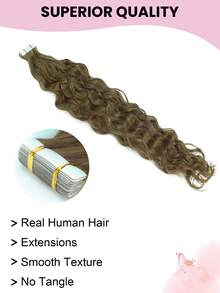 Water Wave Tape In Hair Extensions Remy Human Hair #8 Brown  20Pcs 50G Virgin Hair Extensions Real Hair Extensions