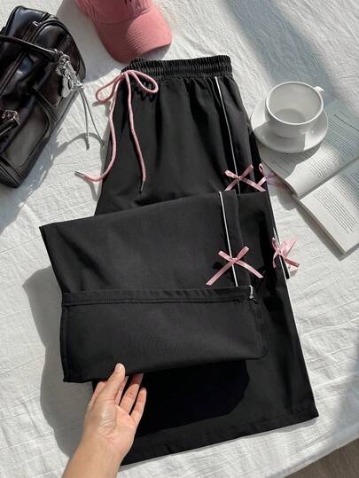 Comfortcana Plus Size Women's Cargo Pants With Bow Decorations