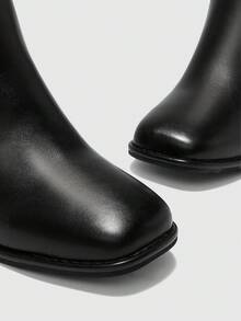 CUCCOO BIZCHIC Botas de tobillo de tacón alto y grueso versátiles y de moda para citas - Negro - Ver 8