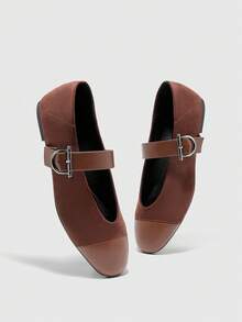 CUCCOO BIZCHIC Women's Retro Patchwork Round Toe Flat Shoes, Autumn For Christmas - Brown - View 10