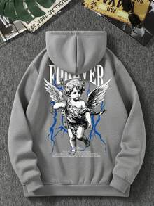 Sudadera con capucha de manga larga con estampado casual para uso diario, estilo gráfico negro para salir, regalo para amigos, esposo, novio, estilo emo - Negro - Ver 6