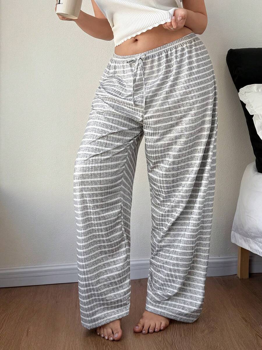 Dream Adore Plus Size Women Ribbed Ribbed Casual Lounge Pants - Grey - View 1