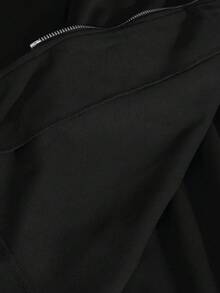 SHEIN Clasi 女款大尺碼基礎款高領抽繩拉鍊開襟兩件套 秋季 - 黑色 - 查看 7