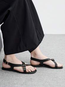 CUCCOO BIZCHIC 女士搭扣交叉设计休闲时尚平底凉鞋 - 黑色 - 查看 5