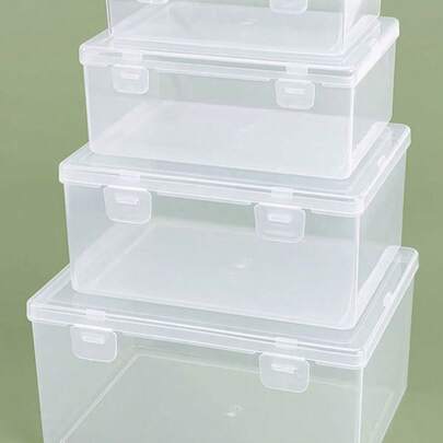 1 pieza Caja de almacenamiento rectangular de plástico transparente para equipo de pesca, organizador de piezas y accesorios de joyería, caja organizadora de componentes electrónicos, herramientas, piezas de juguetes, adecuada para almacenar artículos pequeños, suministros del hogar, cajas de almacenamiento y organización